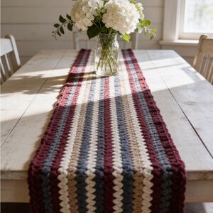 NEW Crochet Stripe Table Runner